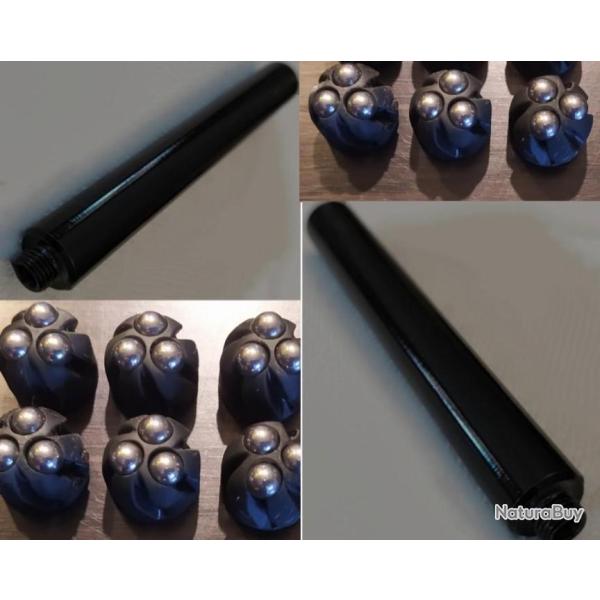 EMBOUT LONG ACIER HAUTE QUALIT� ET FINITION POUR PAK ET 10 SLUGS TTT EN CALIBRE 68 FILETAGE M9X100