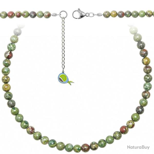 Collier en jaspe h�liotrope - Perles rondes 6 mm - 60 cm