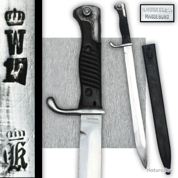 RARISSIME & SUPERBE GLAIVE / BAIONNETTE ALLEMANDE, PRUSSIENNE, H.MUNDLOS & C, WW1, ORIGINAL