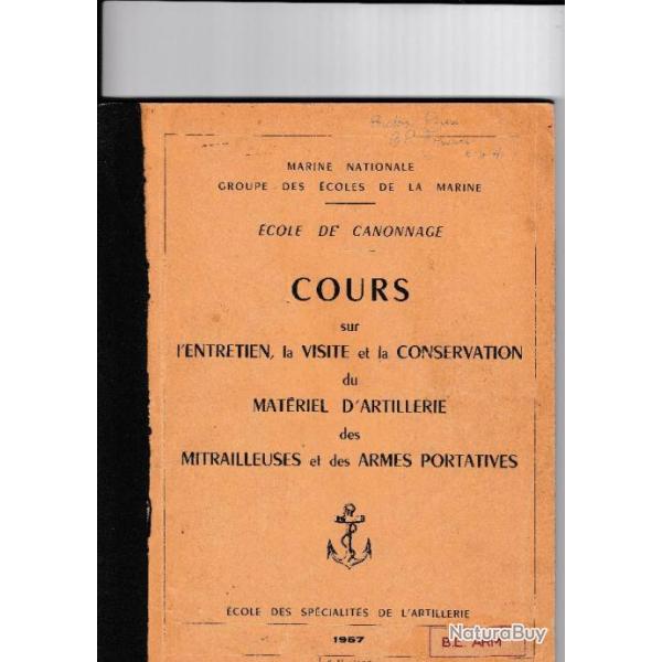 Cours sur l'entretien du mat�riel d'artillerie des mitrailleuses et des armes portatives