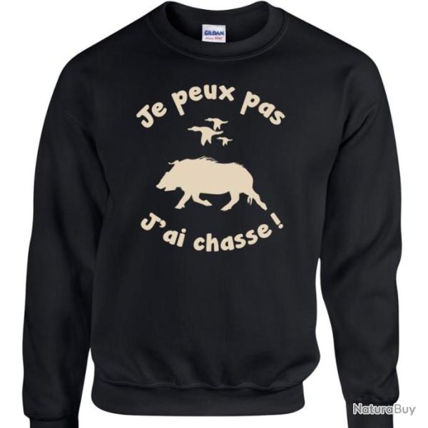 Sweat JE PEUX PAS  J'AI CHASSE  Cerf Gros gibier Sanglier Battue Chevreuil Humour Drole Id�e cadeaux