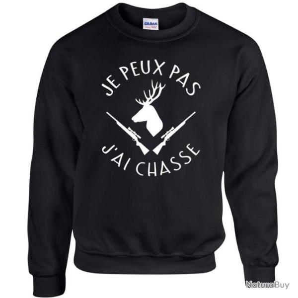 Sweat JE PEUX PAS  J'AI CHASSE Cerf Chevreuil Gros gibier Sanglier Battue  Humour Drole Id�e cadeaux