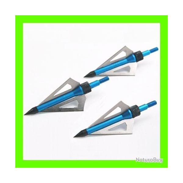 PROMOTION Blister de 3 Pointes de chasse Tri Lames 100gr Id�al Gros gibier pour arc ou arbal�te