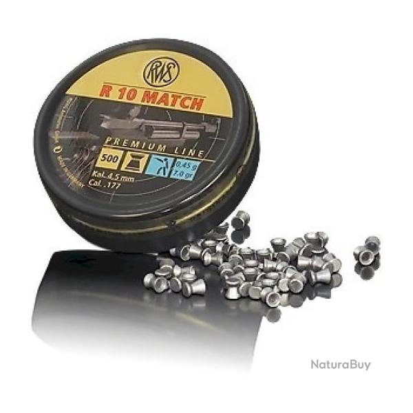 Plombs RWS r10 match cal.4.5 diam.4.48 0.53g 8.2gr par 500