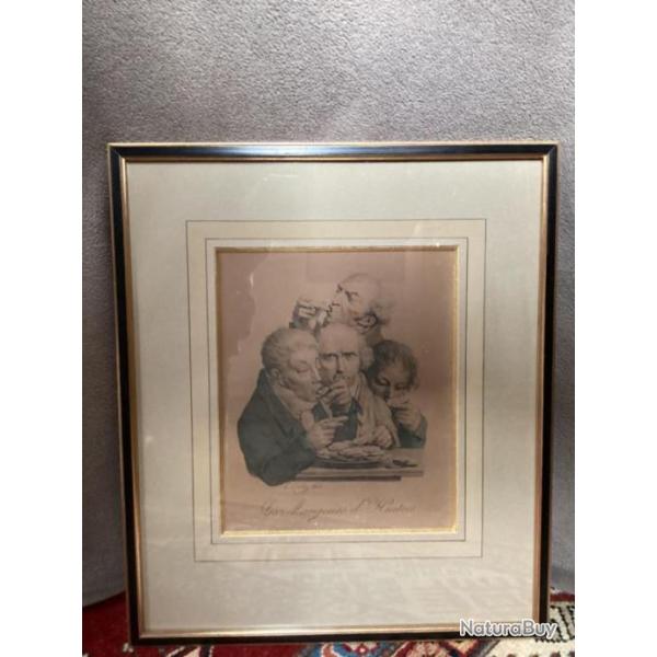 Gravure encadre Les mangeurs d'hutres par Louis Lopold BOILLY.