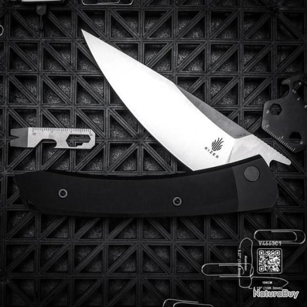 Couteau Kizer Momo Black Manche Aluminium Lame Acier 154CM IKBS Linerlock Clip KIV4663C1