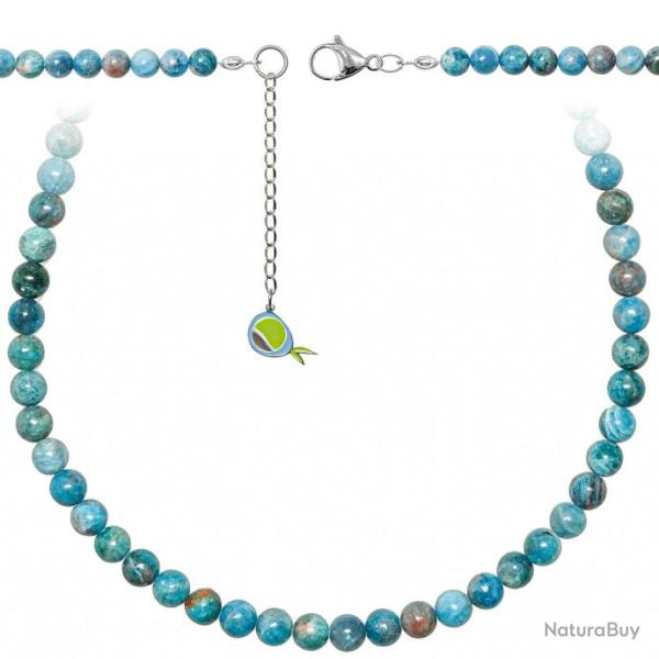 Collier en apatite bleue - Perles rondes 6 mm - 43 cm