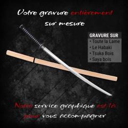 gravure texte ou image sur lame, habaki ou saya