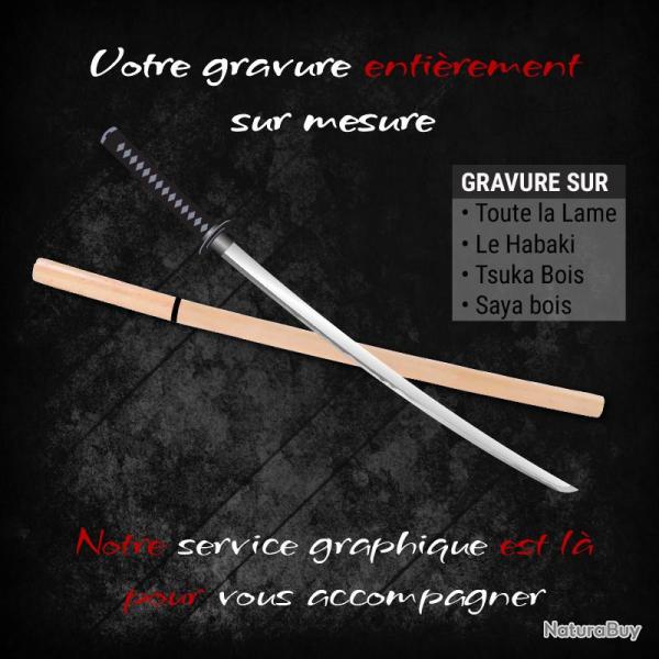 gravure texte ou image sur lame, habaki ou saya