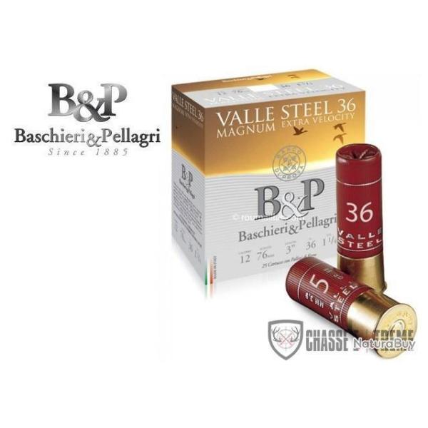 Boite de 25 Cartouches B&P Valle Steel Magnum Hv 36Gr Cal 12/76 Pb 2