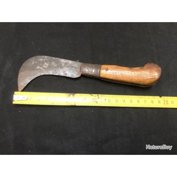 tres ancien couteau serpette brossard manche en corne