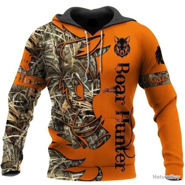 WBWA Sweat Flocage 3D Avec T�te De Sanglier R706 - LIVRAISON GRATUITE !!