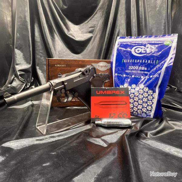 Pack pr�t a tirer - PISTOLET LEGENDS - "Luger P08" BBS 6MM CO2 - Airsoft Umarex