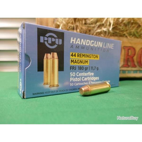 50 cartouches calibre 44 MAGNUM FPJ en 180gr de PPU