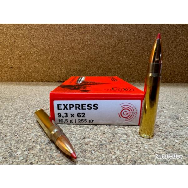 BOITES DE 20 CARTOUCHES GECO EXPRESS  CAL.9.3X62 16.5 gr