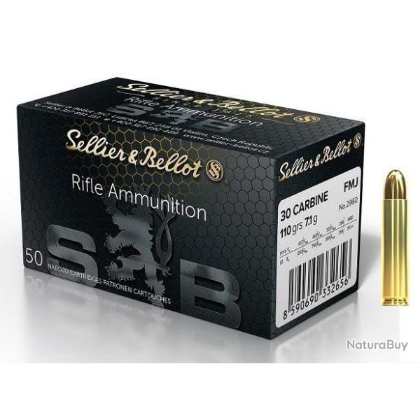 Munition Sellier & Bellot 30 Carbine FMJ 7.1g 110gr x10 boites