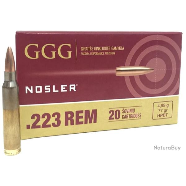 Op�ration 24.2.1 - Munition GGG Nosler HPBT 4.99g 77gr - Cal. 223 Rem x5 boites