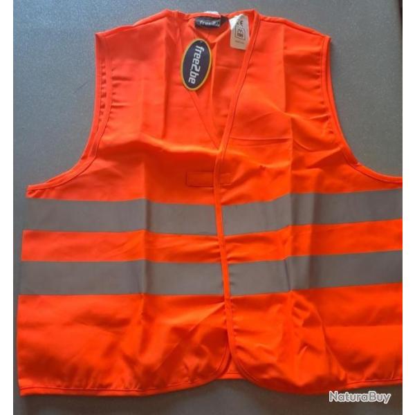 gilet fluo chasse battue scurit haute visibilt bandes rtrorflchissantes taille M/L