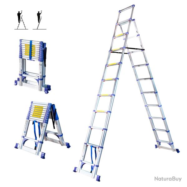 Escabeau 11 marches telescopique EXTENDACT11, Echelle telescopique 3.2m+2.9m, escabeau pliable, Stab