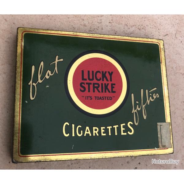 BOITE MTALLIQUE LUCKY STRIKE US WW2 TABAC BOX CIGARETTE VIDE !