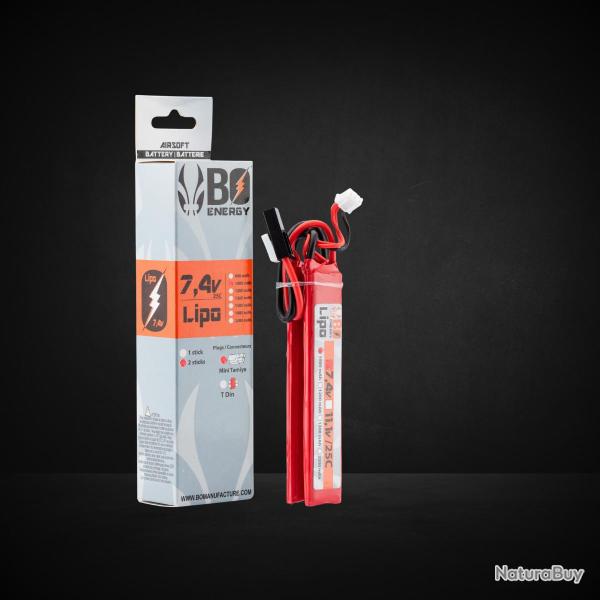 Batterie 2 sticks Lipo 2S 7.4V 1000mAh 25C