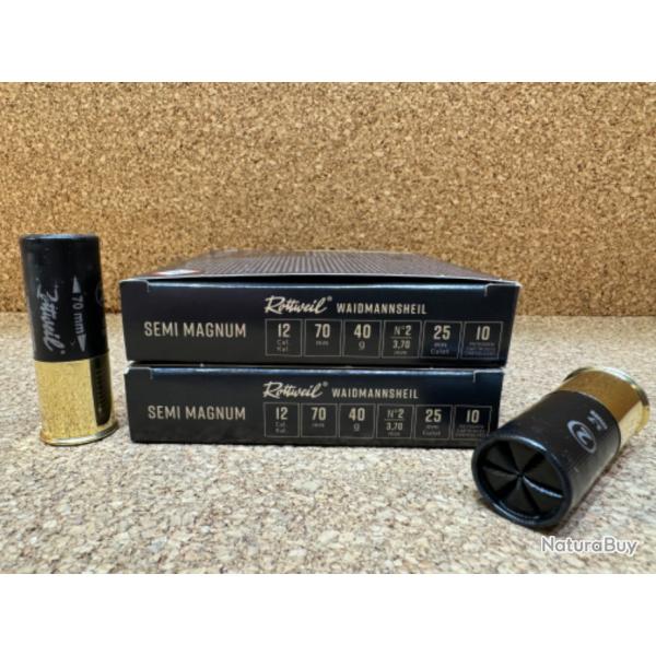 2 Boites Rottweil Waidmannsheil Semi Magnum 12/70, 40 g,  N� 2,  Id�ale Chevreuil Renard
