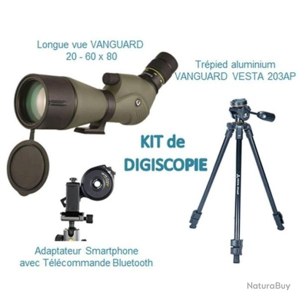 KIT Longue-vue 20-60x80 ENDEAVOR XF80A + Tr�pied VESTA 203AP + Adaptateur smartphone bluetooth