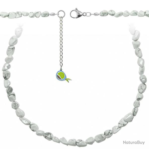 Collier en howlite - Perles roul�es 5 � 8 mm - 70 cm