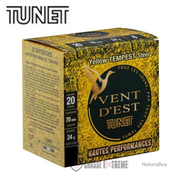 25 cartouches TUNET Vent D'est Yellow Tempest HP 24G Cal 20/70 Pb N� 7 Acier