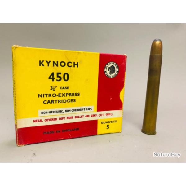 BOITE DE CARTOUCHES KYNOCH .450- 3 1/4" NITRO-EXPRESS {SCELL�ES} Boite de 5 munitions