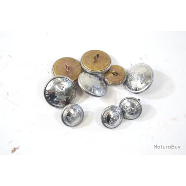 Lot anciens boutons de veste de garde champ�tre Belge ville de NAMUR. Belgique. Policier rural