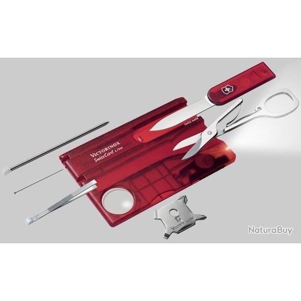 Couteau VICTORINOX - SwissCard Lite rouge translucide 8p