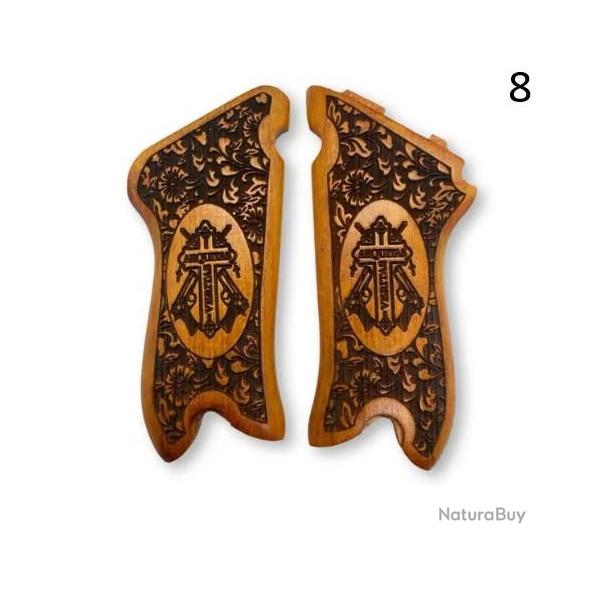 PLAQUETTE EN BOIS V�RITABLE POUR Luger P08 grav� au laser