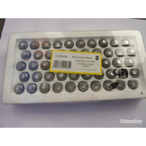 50  balles Pedersoli calibre .454 ( cal 11,53 )  250 grains
