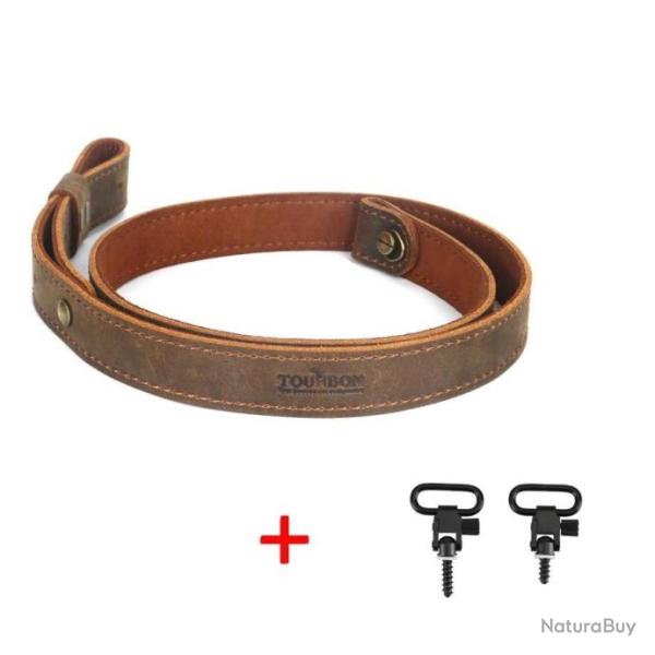 Tourbon Sangle D'�paule Marron En Cuir De Vache Avec 2 Attaches - LIVRAISON GRATUITE !!