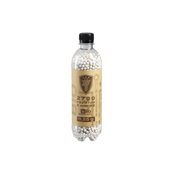 Bouteille de 2700 Billes Bio �lite force premium bio CAL. 6mm Blanc 0.25g