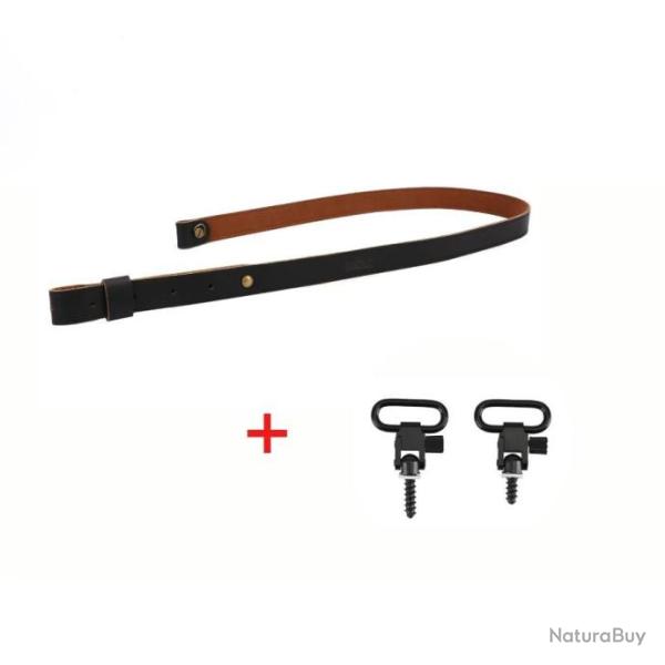 Tourbon Sangle D'�paule Noir En Cuir De Vache Avec 2 Attaches - LIVRAISON GRATUITE !!