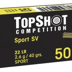 Boite de 50 Cartouche Top Shot Standard Velocity CAL. .22 LR LRN T&ecirc;te Plomb Ronde 40GR