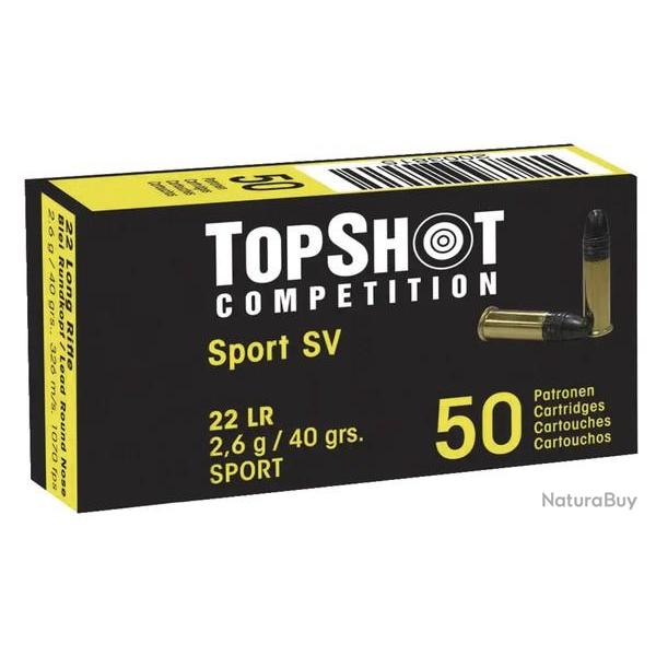 Boite de 50 Cartouche Top Shot Standard Velocity CAL. .22 LR LRN T�te Plomb Ronde 40GR