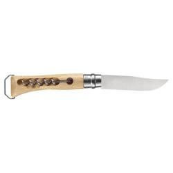 Couteau fermant Opinel n&deg;10 Tire Bouchon D&eacute;capsuleur Manche H&ecirc;tre Lame 10CM