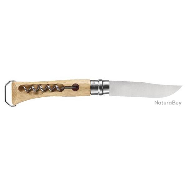 Couteau fermant Opinel n�10 Tire Bouchon D�capsuleur Manche H�tre Lame 10CM