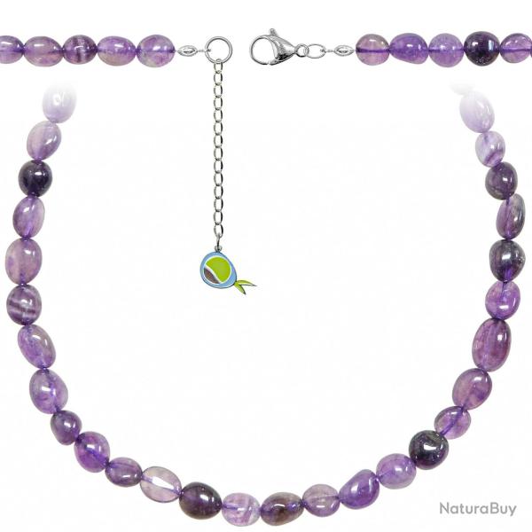 Collier en am�thyste - Perles roul�es 7 � 10 mm - 90 cm