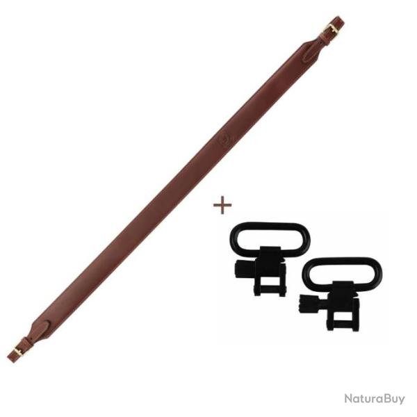 Tourbon Sangle Pour Fusil En Cuir Marron Avec 2 Attaches - LIVRAISON GRATUITE !!