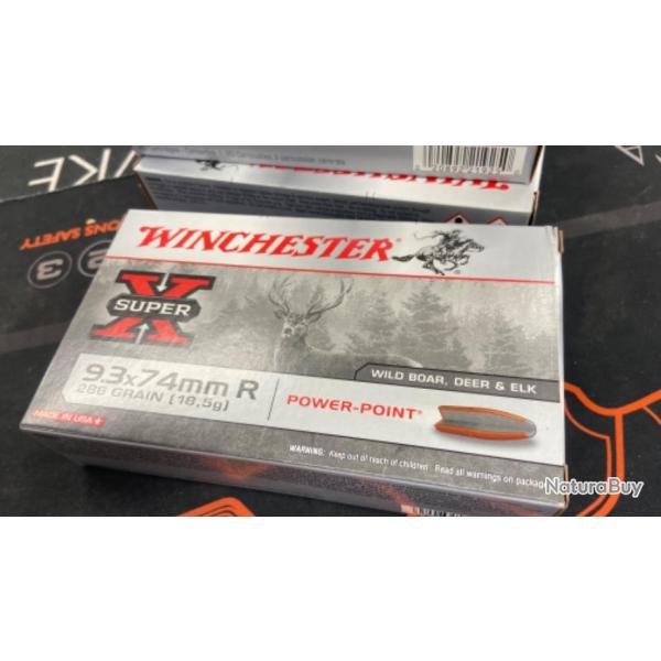 3 boites de 20 Balles winchester power point 9.3x74r 286grain 18,5gr