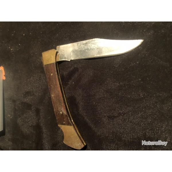 couteau pliant bois et laiton