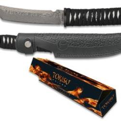 Couteau Tokisu Damas CNC. &Eacute;tui cuir
