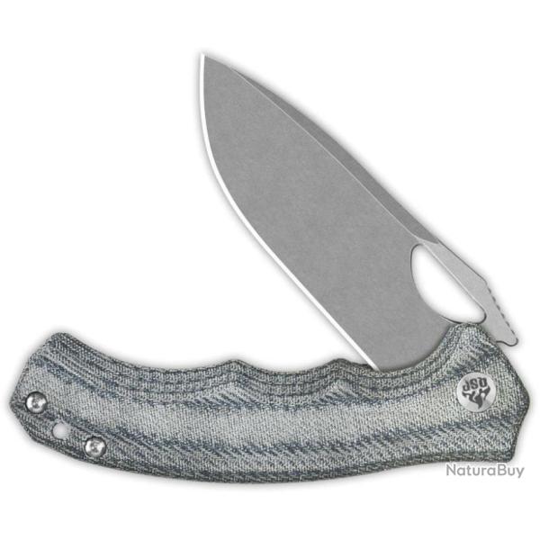 Couteau QSP Gorilla Denim Manche Micarta Lame Acier 14C28N SW IKBS Linerlock Clip QS153B1