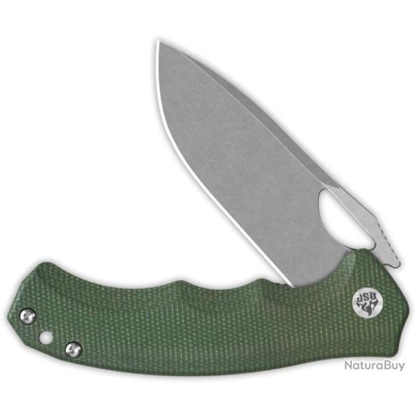 Couteau QSP Gorilla Green Manche Micarta Lame Acier 14C28N SW IKBS Linerlock Clip QS153C1