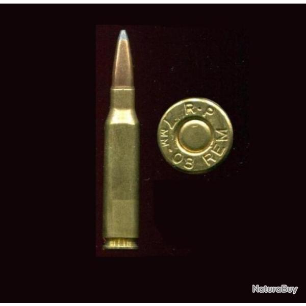 7mm-08 REM  -  marquage : R P   7mm-08 REM - balle cuivre pointe plomb
