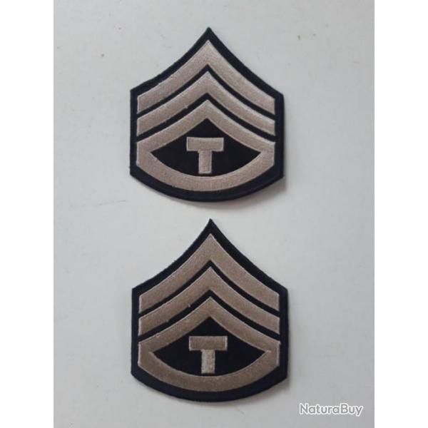 PAIRE D INSIGNES DE TECHNITIAN 3 RD GRADE U.S. CHEVRONS BEIGE